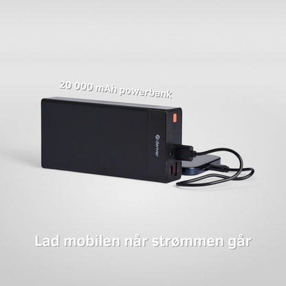 Powerbank 20 000 mAh - Krisesikker