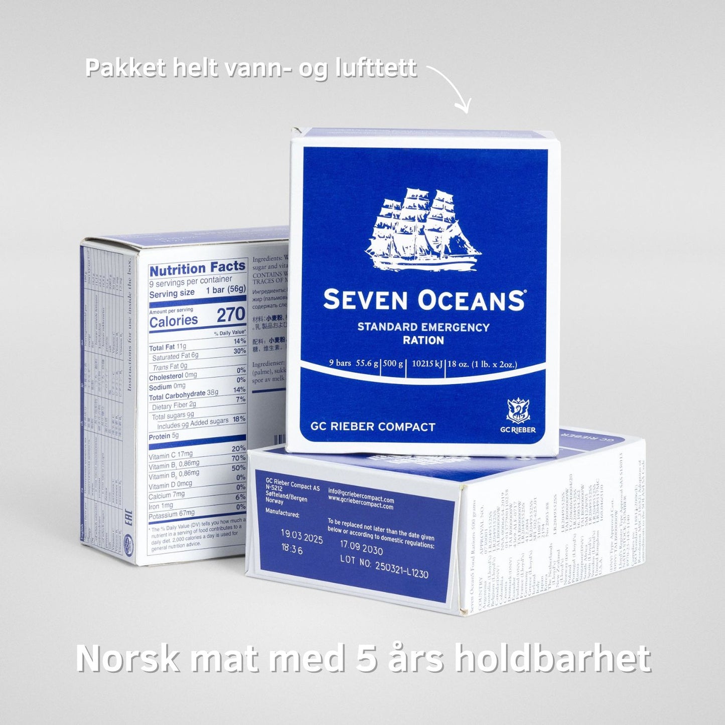 Komplett beredskapspakke (familiepakke til 3)