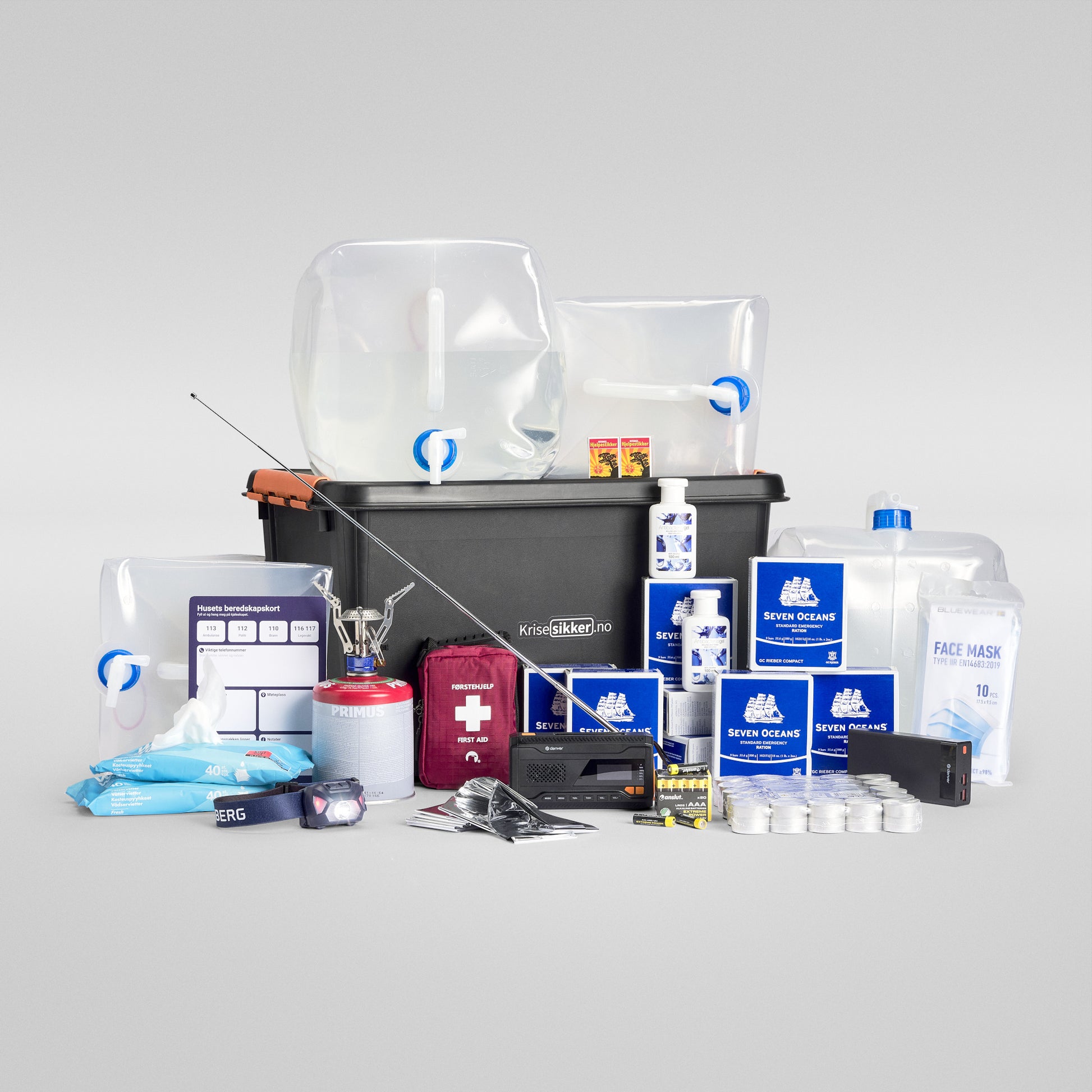 Komplett beredskapspakke (familiepakke til 5) - Krisesikker