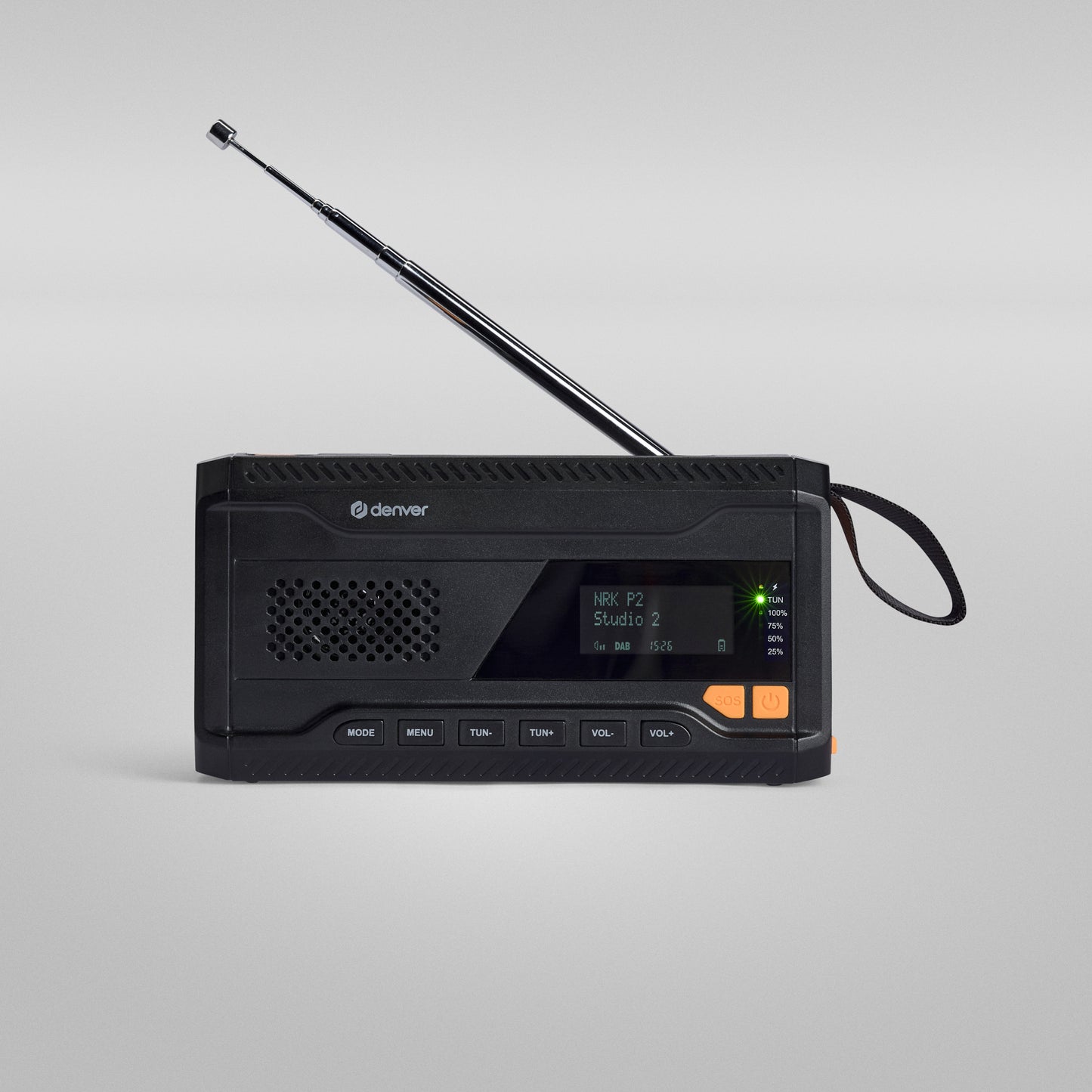 DAB Nødradio m sveivladning, powerbank og lommelykt - Krisesikker